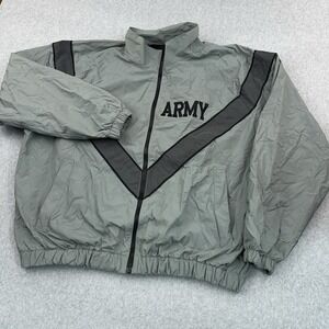 JWOD PFU Skilcraft US Army Windbreaker Jacket Mens Medium Gray Full Zip Stretch